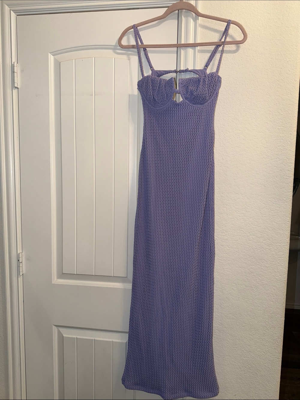 MONTCE Lilac Crochet Petal Ling Slip Dress, Sz M